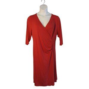 Soft Surroundings XL Salmon Pink Jersey Knit Wrap Look Dress Stretch